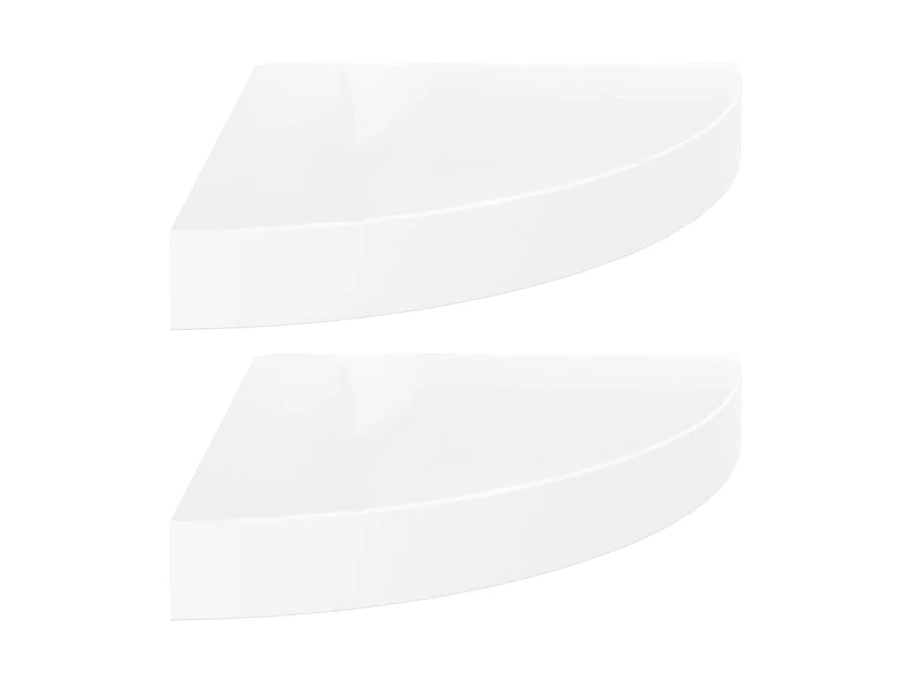 Étagères d'angle flottantes 2pcs Blanc brillant 25x25x3,8 MDF