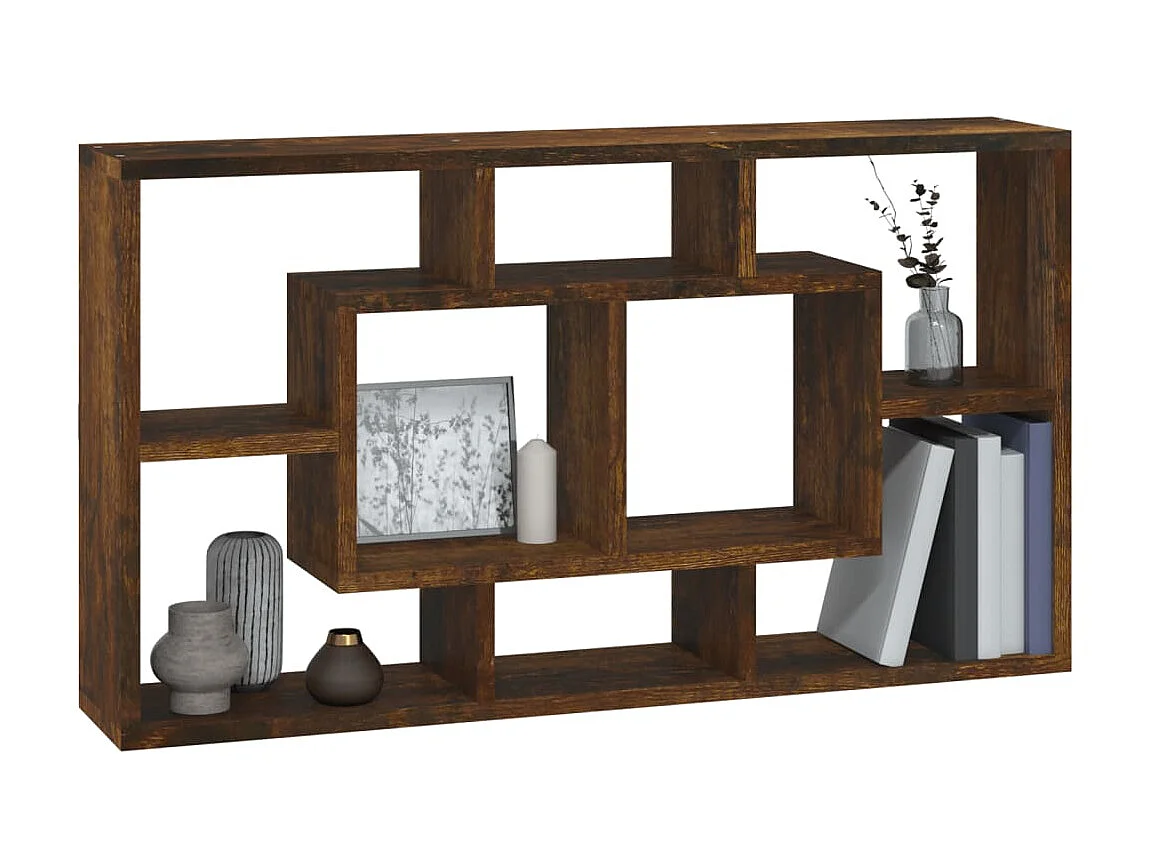 Étagère murale 8 compartiments Chêne fumé