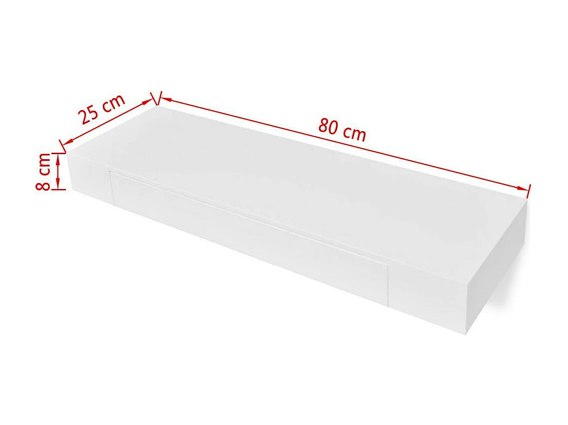 Étagère murale avec 1 tiroir MDF Blanc Rangement de livres