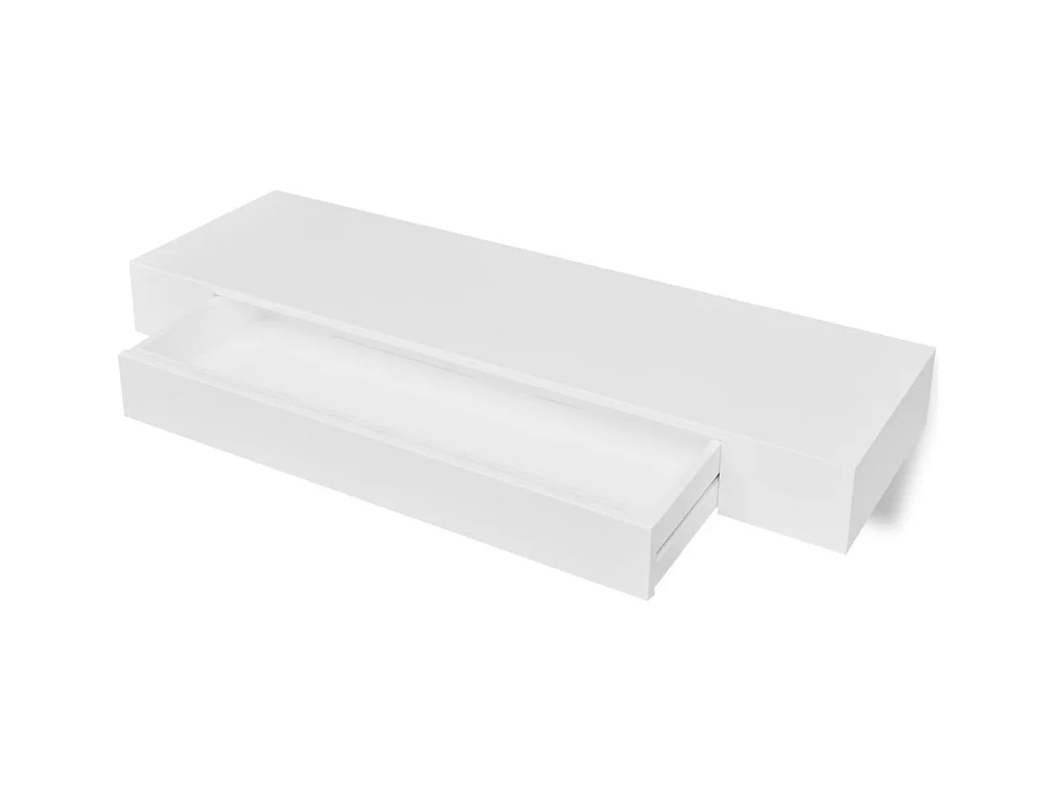 Étagère murale avec 1 tiroir MDF Blanc Rangement de livres