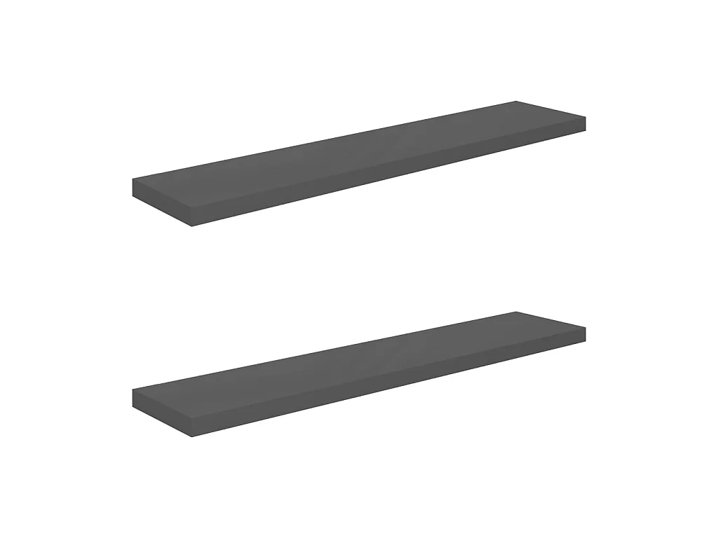 Étagère murale flottante 2 pcs Gris brillant 120x23,5x3,8 MDF