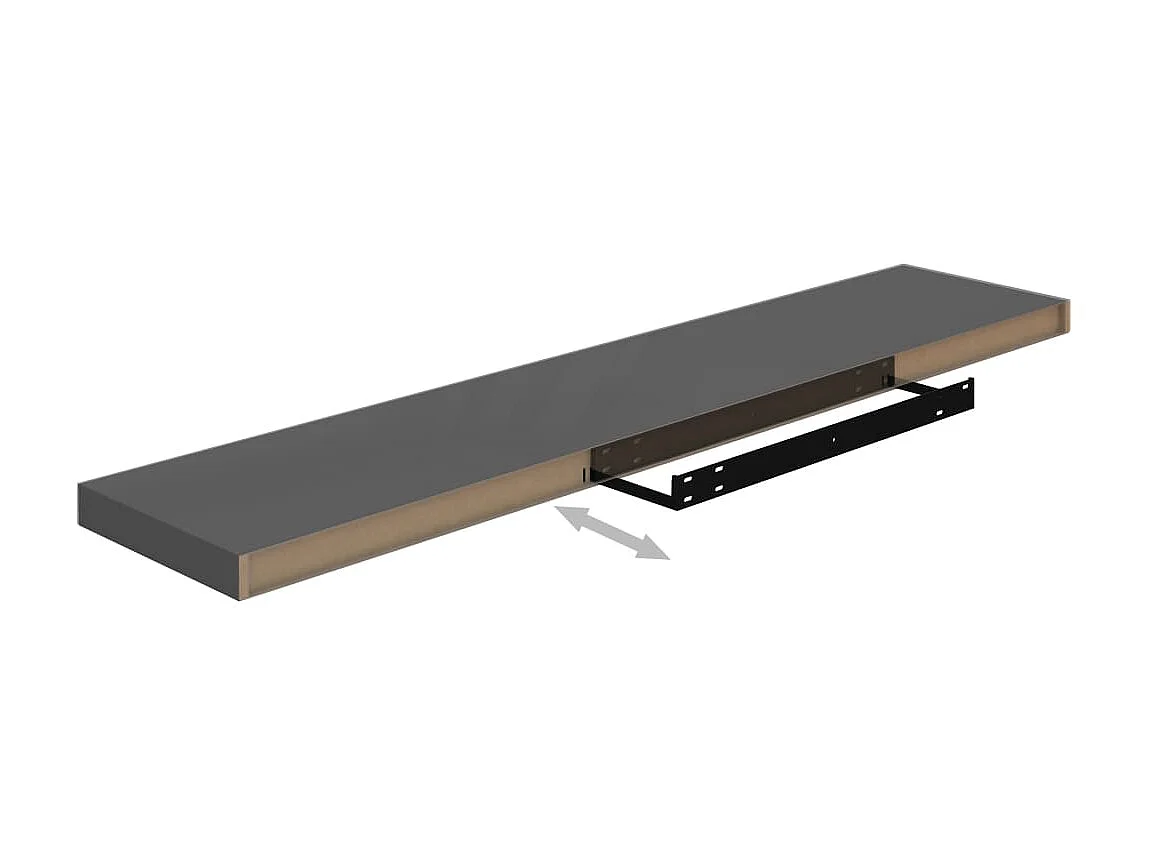 Étagère murale flottante 2 pcs Gris brillant 120x23,5x3,8 MDF