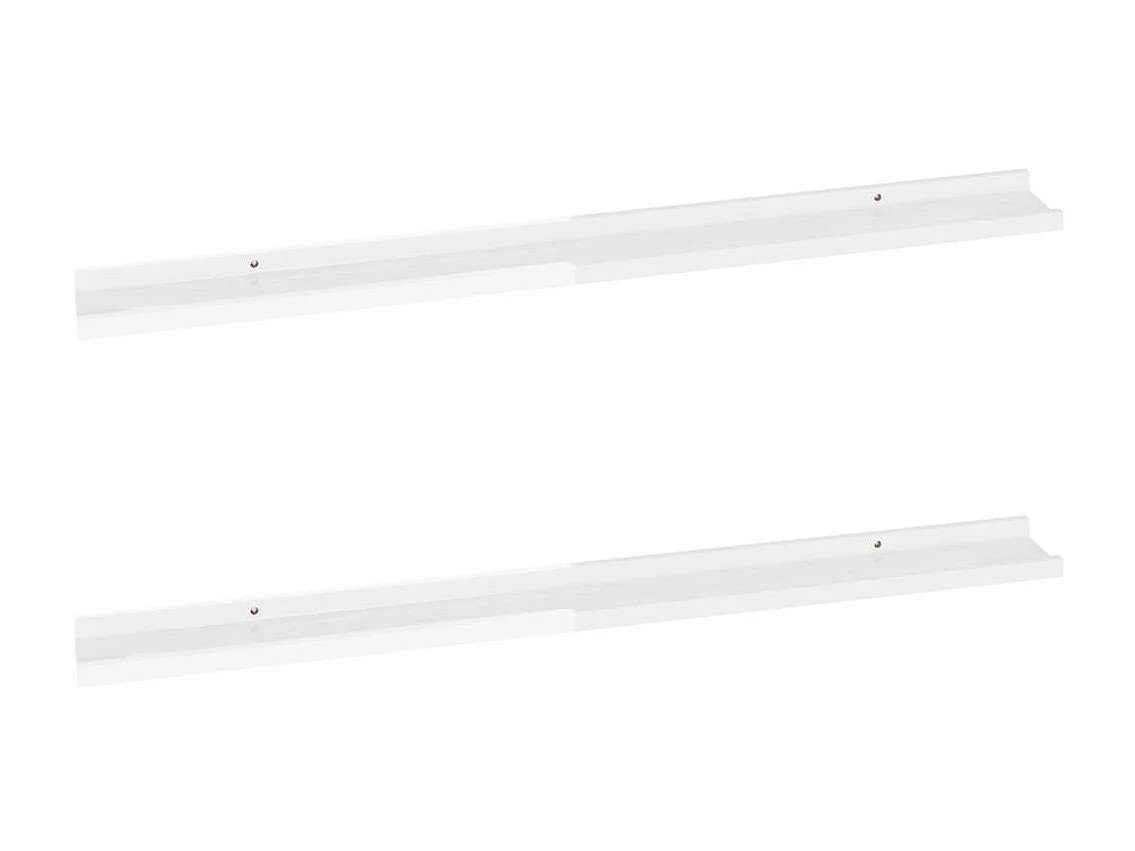 Étagères murales 2 pcs Blanc brillant 100x9x3