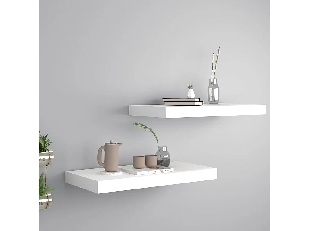 Étagères murales flottantes 2 pcs Blanc 50x23x3,8 MDF