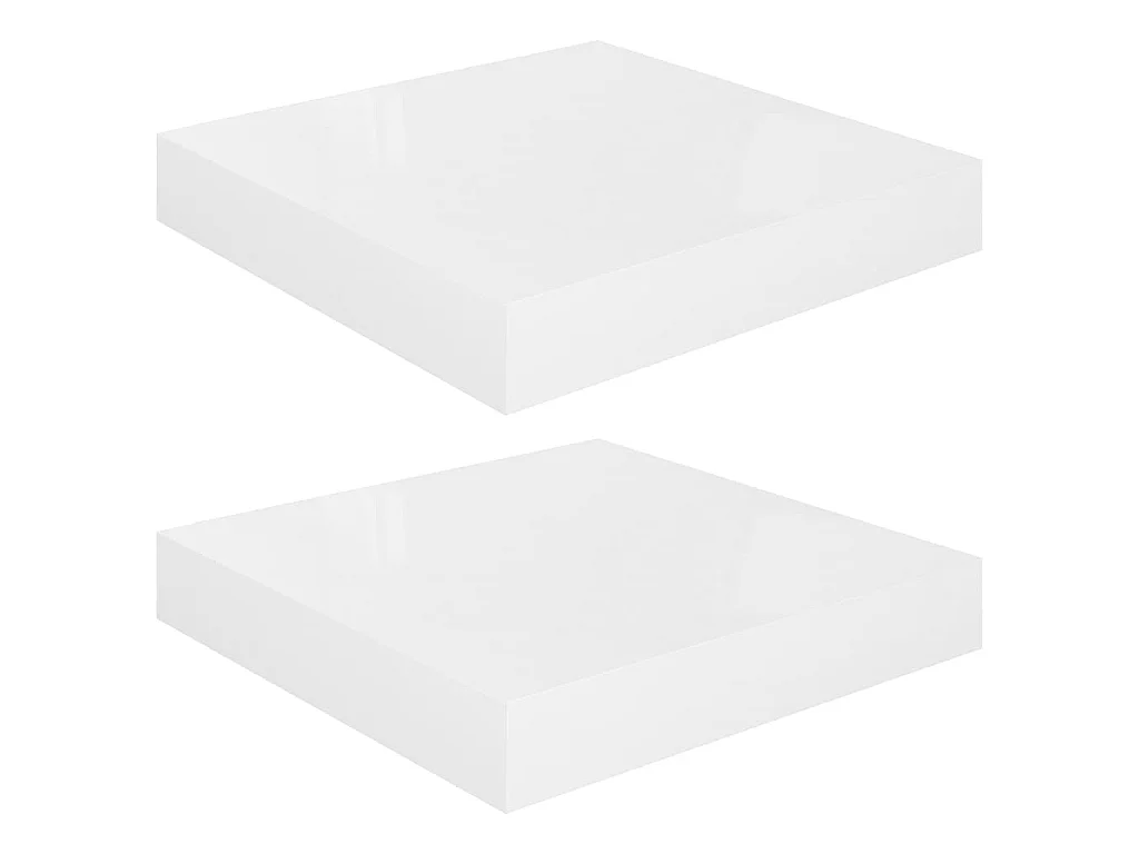 Étagère murale flottante 2 pcs Blanc brillant 23x23,5x3,8 MDF
