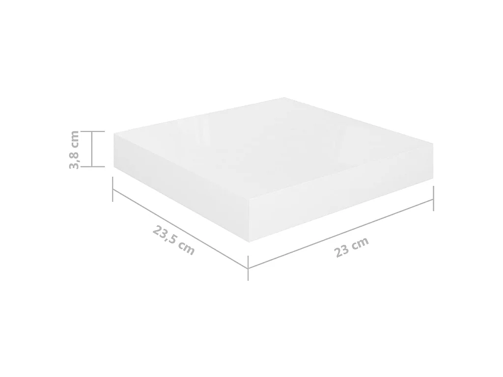 Étagère murale flottante 2 pcs Blanc brillant 23x23,5x3,8 MDF