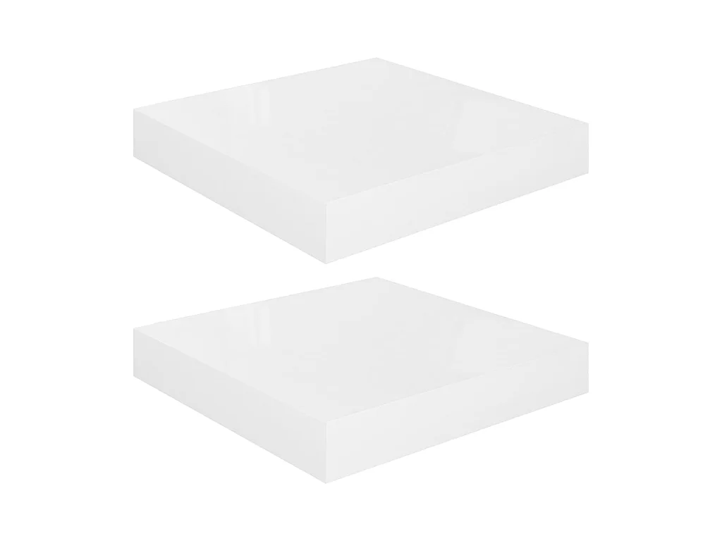 Étagère murale flottante 2 pcs Blanc brillant 23x23,5x3,8 MDF