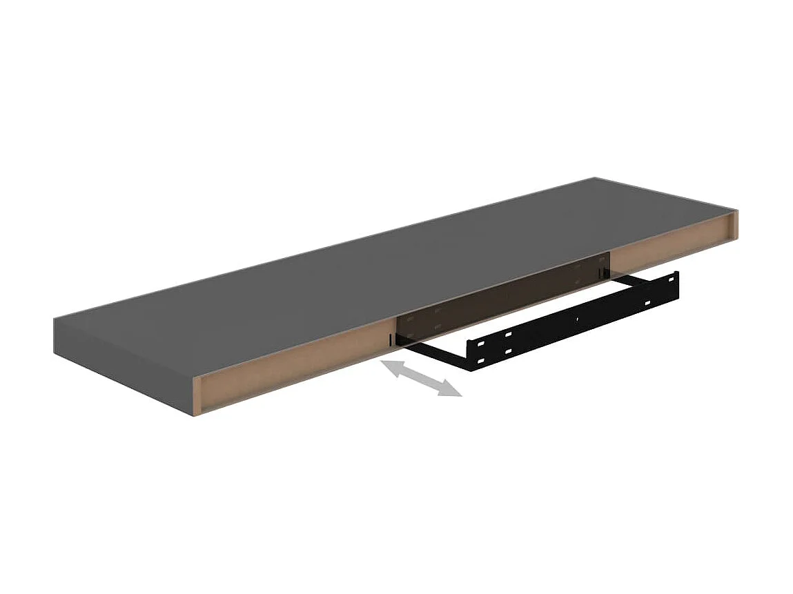 Étagère murale flottante 2 pcs Gris brillant 90x23,5x3,8 MDF