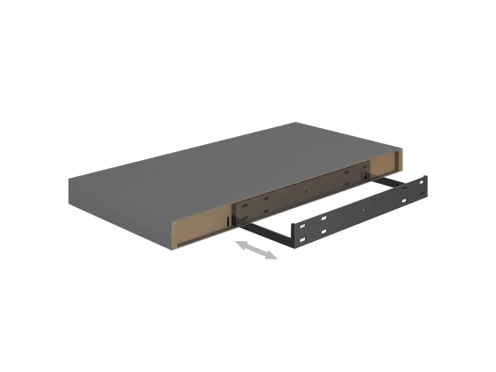 Étagère murale flottante 4 pcs Gris brillant 50x23x3,8 MDF