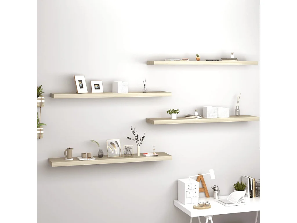 Étagères murales flottantes 4 pcs Chêne 120x23,5x3,8 MDF