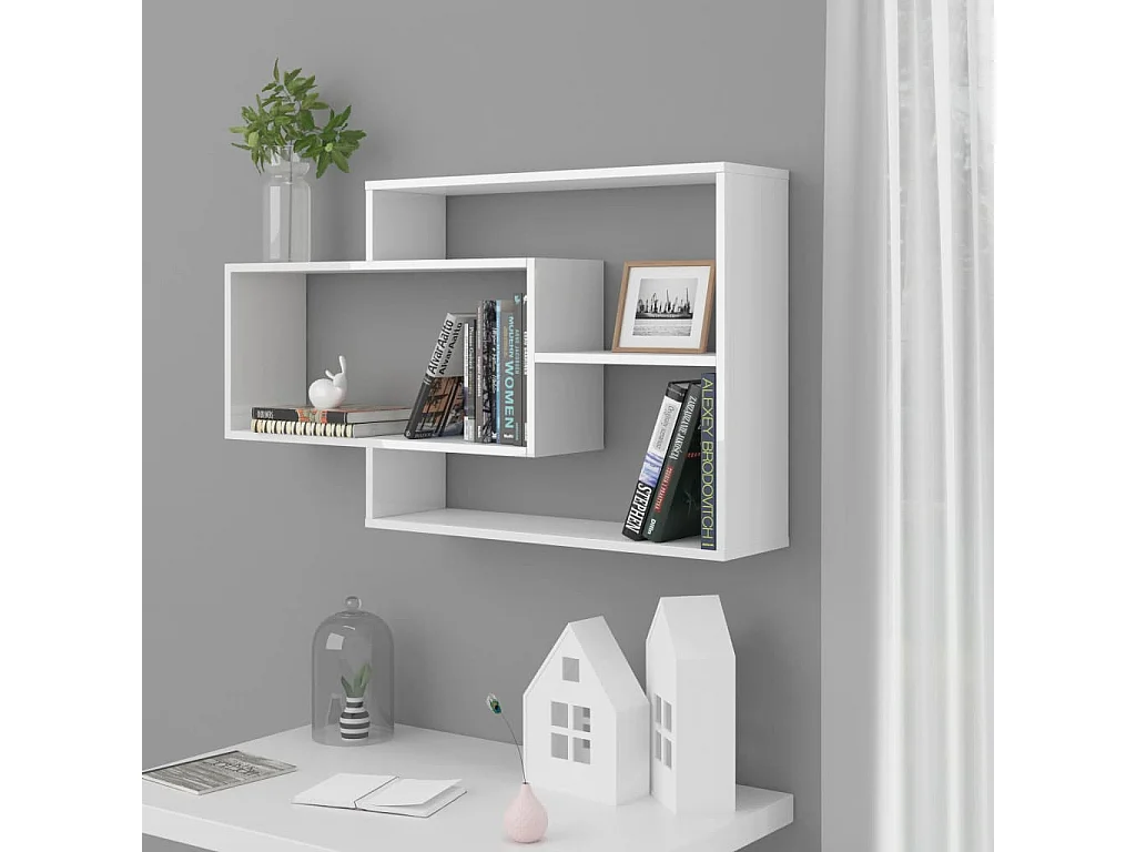 Étagères murales Blanc brillant 104x20x60