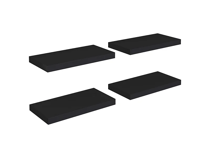 Étagères murales flottantes 4 pcs Noir 50x23x3,8 MDF