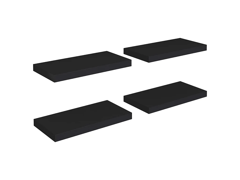 Étagères murales flottantes 4 pcs Noir 50x23x3,8 MDF