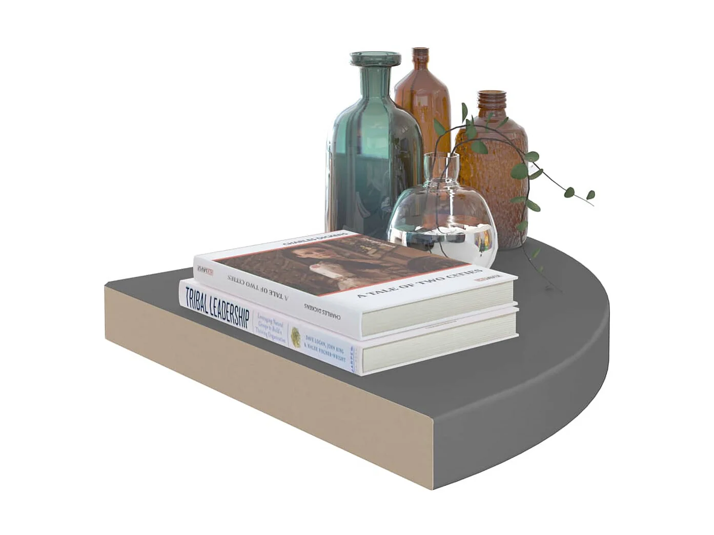 Étagère d'angle flottante Gris brillant 35x35x3,8 MDF