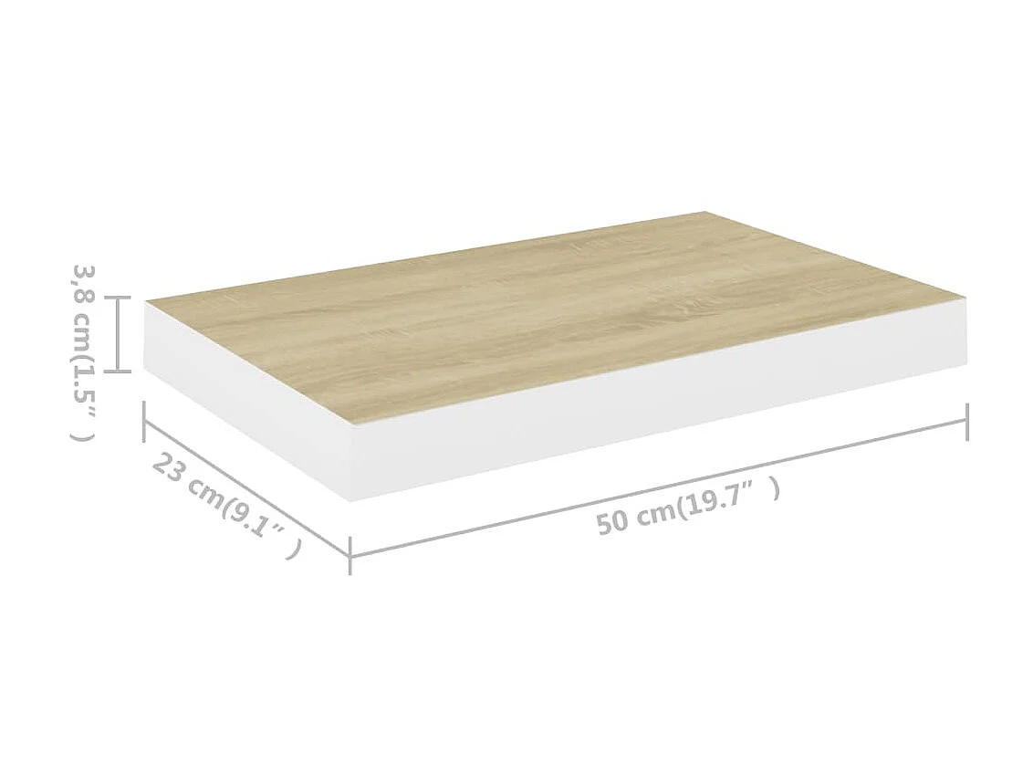 Étagères flottantes 4 pcs Chêne et blanc 50x23x3,8 MDF