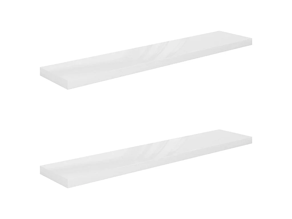 Étagère murale flottante 2pcs Blanc brillant 120x23,5x3,8 MDF