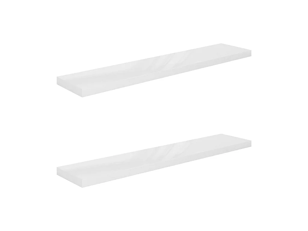 Étagère murale flottante 2pcs Blanc brillant 120x23,5x3,8 MDF