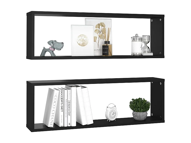 Étagères cube murales 2 pcs Noir 80x15x26,5 Bako