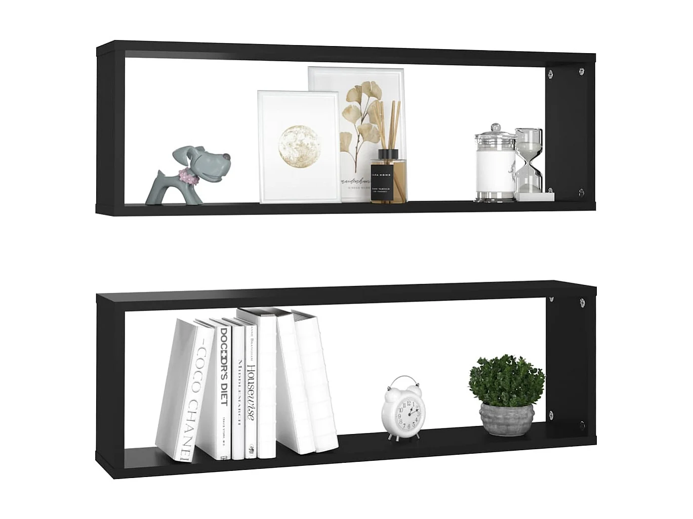 Étagères cube murales 2 pcs Noir 80x15x26,5 Bako
