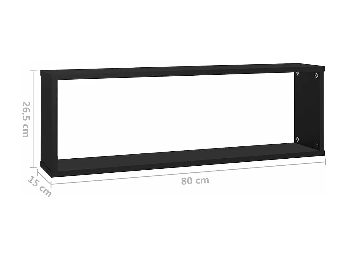 Étagères cube murales 2 pcs Noir 80x15x26,5 Bako