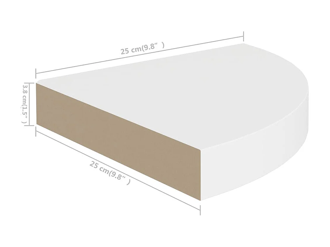 Étagères d'angle flottantes 4 pcs Blanc 25x25x3,8 MDF