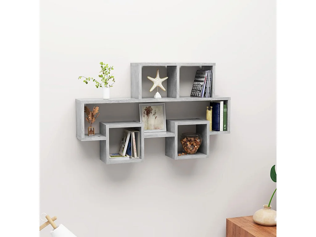 Étagère murale forme d'auto Gris béton 82x15x51