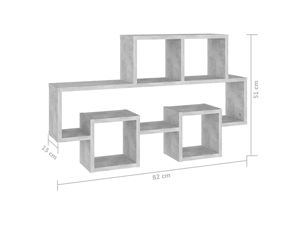 Étagère murale forme d'auto Gris béton 82x15x51