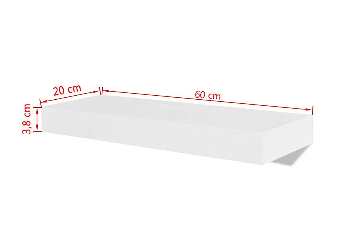 2 Etagères murales en MDF Blanc pour DVD-Livres 2