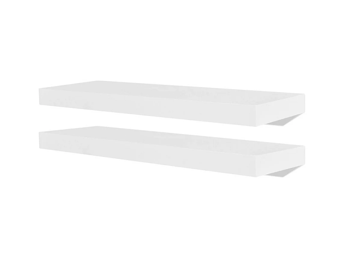 2 Etagères murales en MDF Blanc pour DVD-Livres 2