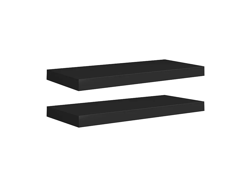 Étagères murales flottantes 2 pcs Noir 60x23,5x3,8 MDF