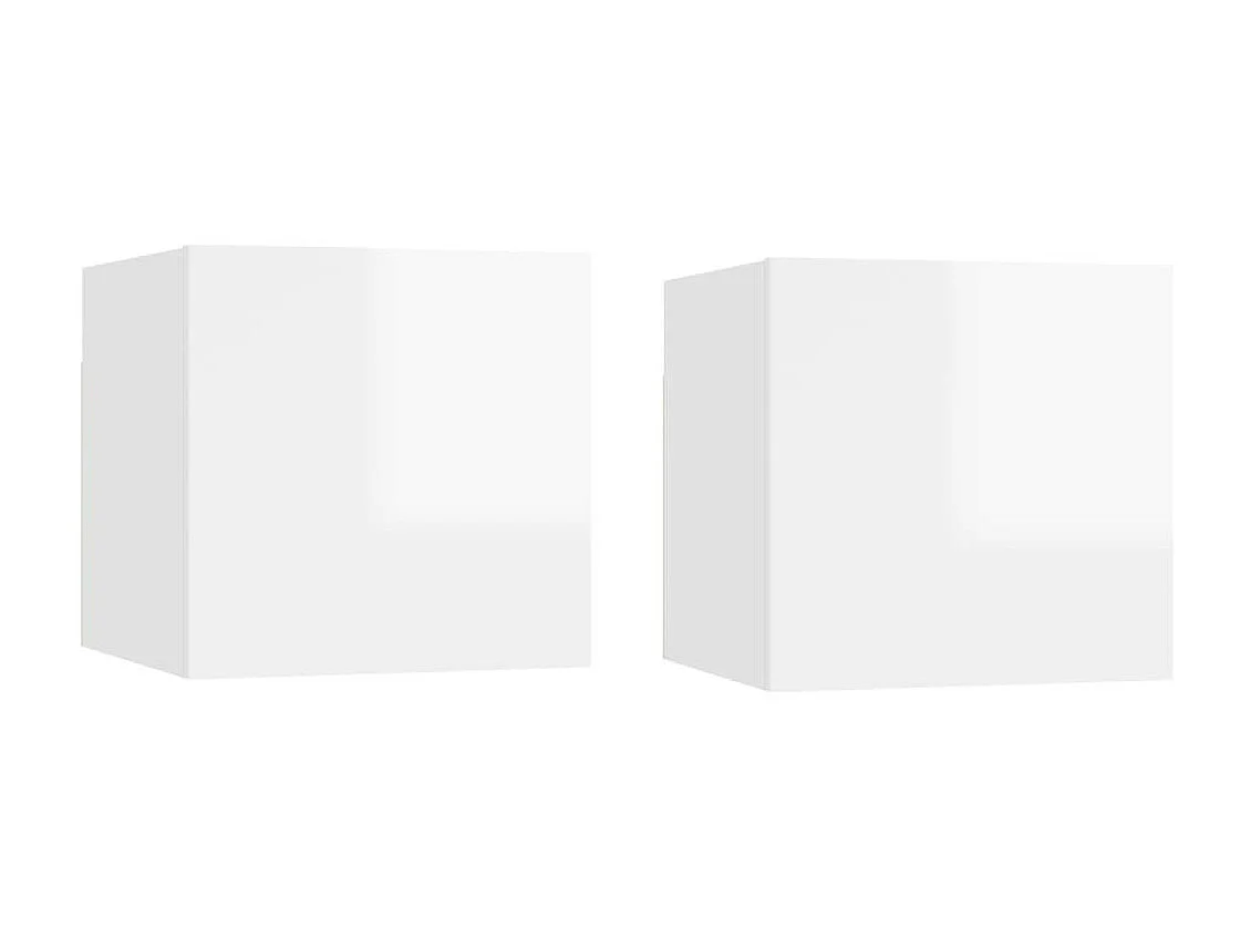 Étagère murale 2 pcs Blanc brillant 30,5x30x30
