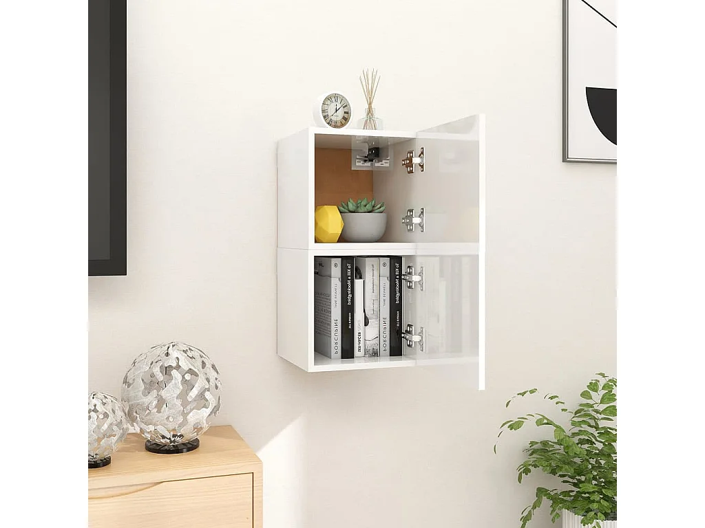 Étagère murale 2 pcs Blanc brillant 30,5x30x30