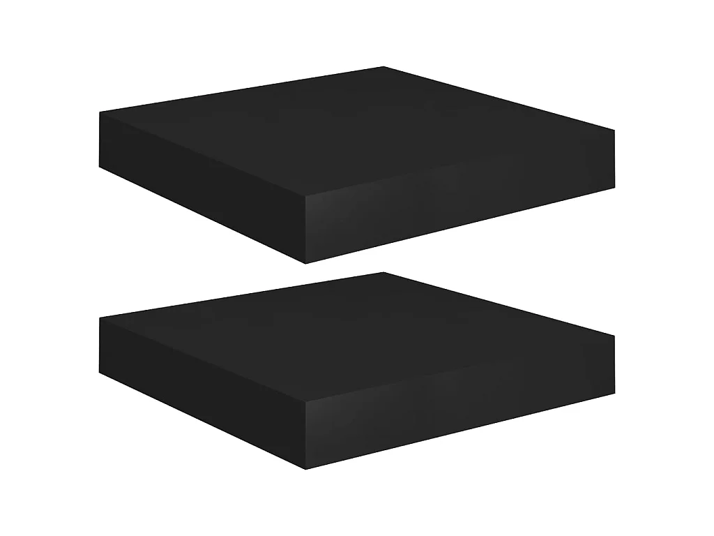 Étagères murales flottantes 2 pcs Noir 23x23,5x3,8 MDF