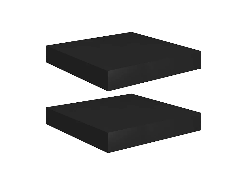 Étagères murales flottantes 2 pcs Noir 23x23,5x3,8 MDF