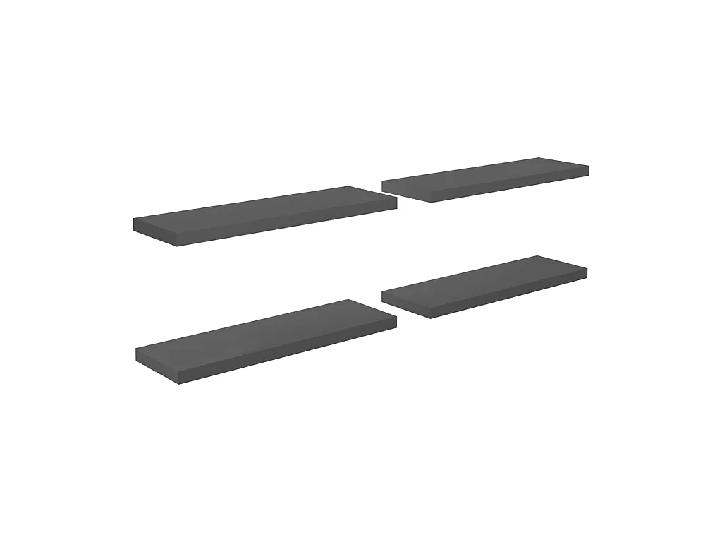 Étagère murale flottante 4 pcs Gris brillant 80x23,5x3,8 MDF