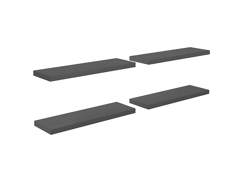 Étagère murale flottante 4 pcs Gris brillant 80x23,5x3,8 MDF