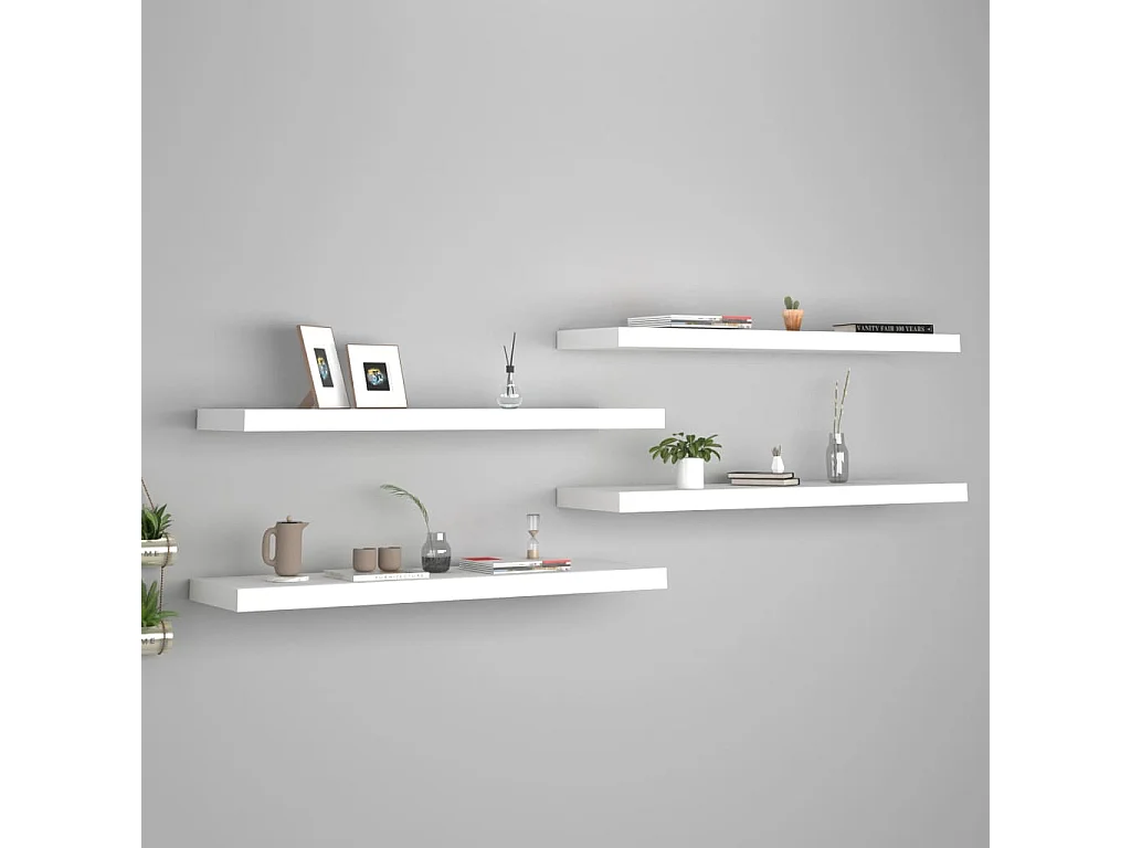 Étagères murales flottantes 4 pcs Blanc 90x23,5x3,8 MDF
