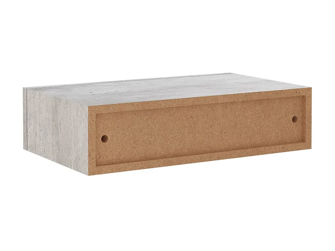 Étagère à tiroir murale Gris béton 40x23,5x10 MDF