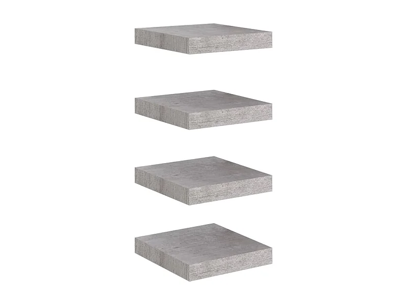 Étagères murales flottantes 4 pcs Gris béton 23x23,5x3,8 MDF