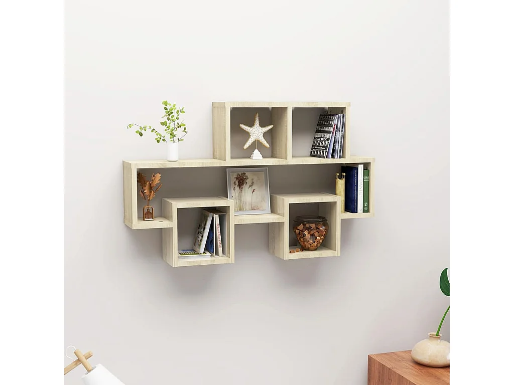 Étagère murale forme d'auto Chêne sonoma 82x15x51