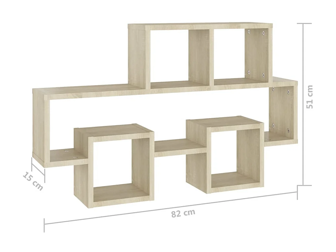 Étagère murale forme d'auto Chêne sonoma 82x15x51