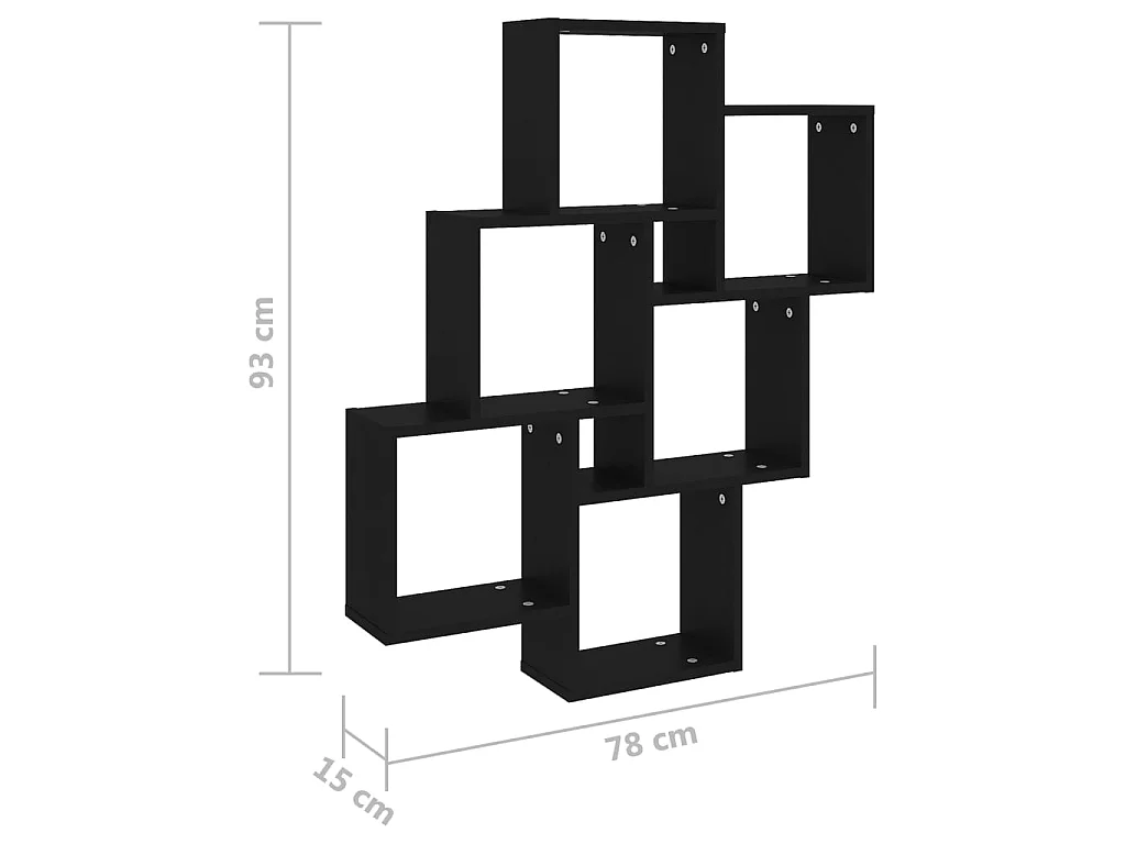 Étagère cube murale Noir 78x15x93