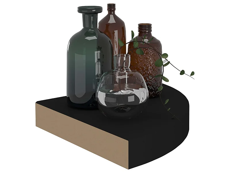 Étagère d'angle flottante Noir 25x25x3,8 MDF