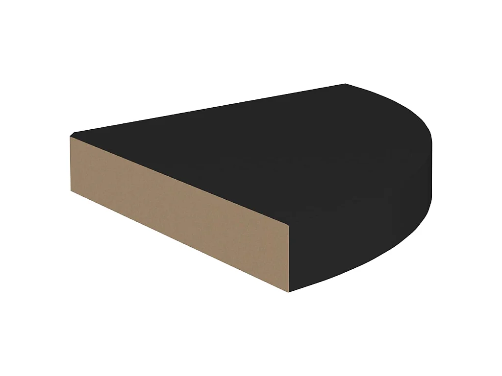 Étagère d'angle flottante Noir 25x25x3,8 MDF