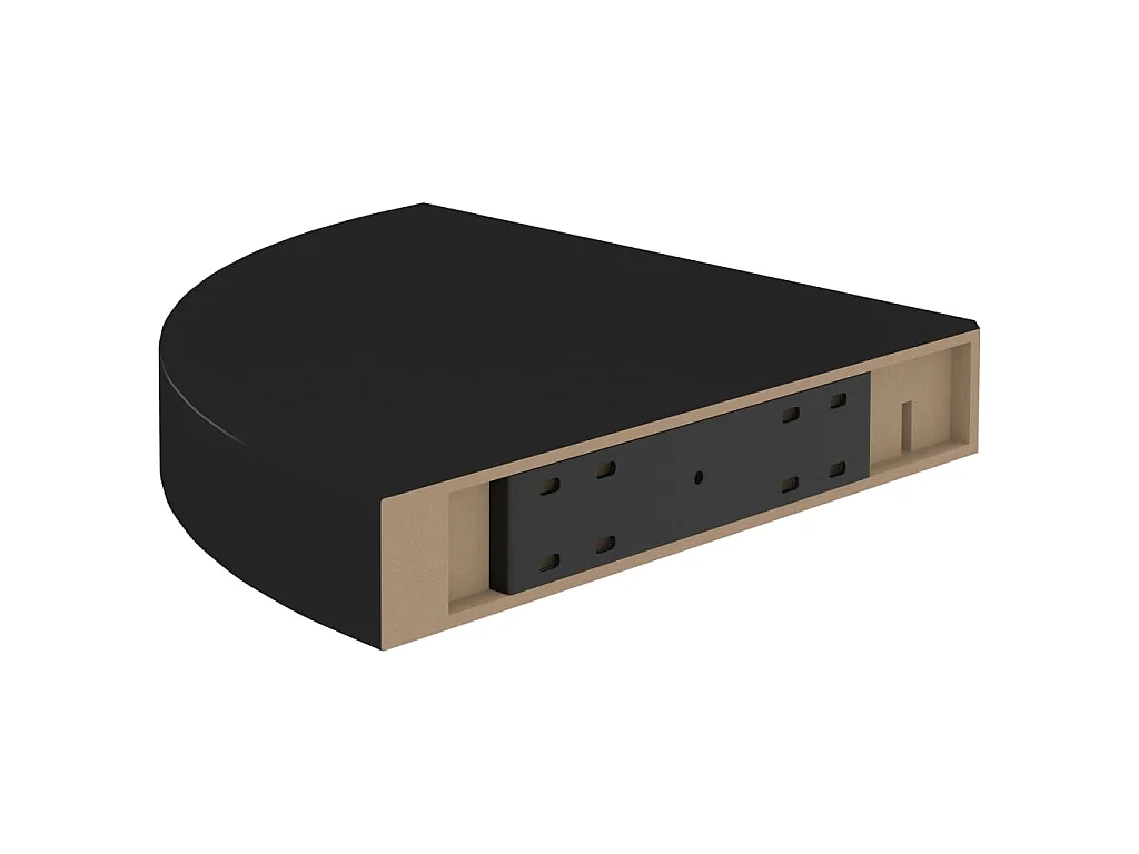 Étagère d'angle flottante Noir 25x25x3,8 MDF