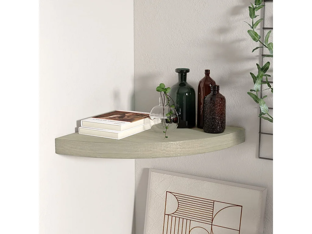 Étagère d'angle flottante Chêne 35x35x3,8 MDF