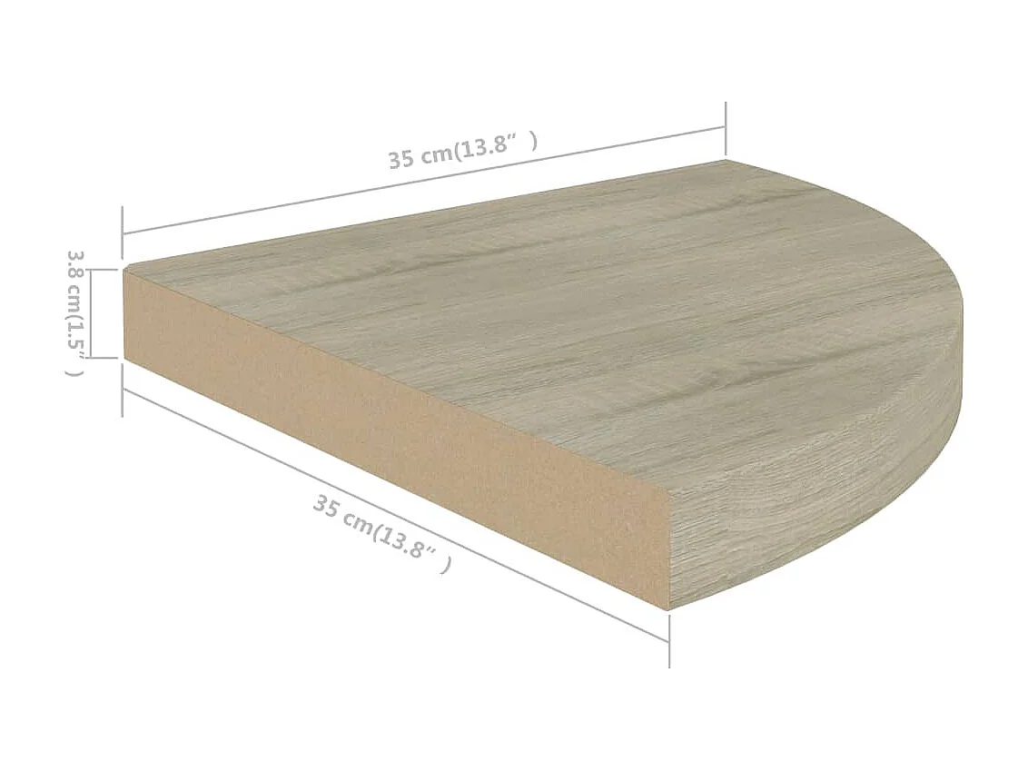 Étagère d'angle flottante Chêne 35x35x3,8 MDF