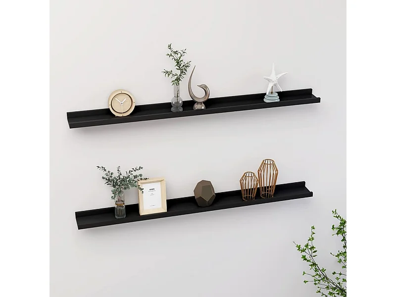 Étagères murales 2 pcs Noir 100x9x3