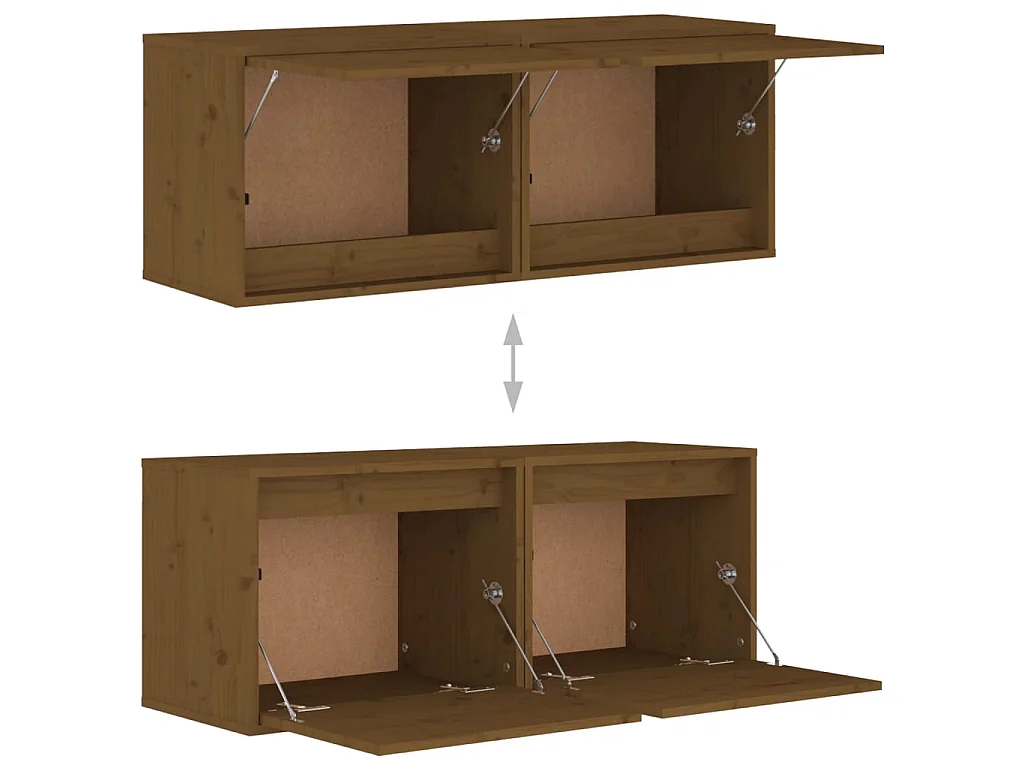 Armoires murales 2pcs Marron miel 45x30x35 Bois de pin massif