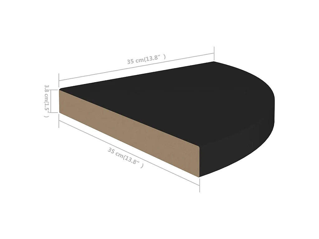 Étagères d'angle flottantes 2 pcs Noir 35x35x3,8 MDF
